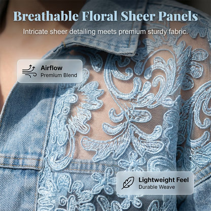 👗✨ Jaqueta jeans feminina com renda floral elegante que transforma qualquer look com estilo sofisticado