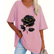 ✨🌹 Blusa feminina plus size com estampa de rosas elegante e confortável