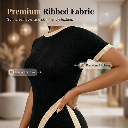 ✨👗 Conjunto feminino 2 peças canelado elegante com calça flare moderno e estiloso