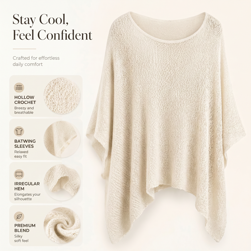 ⌛Limited-Time Offer-Women’s Hollow-Out Batwing Sleeve Knit Top