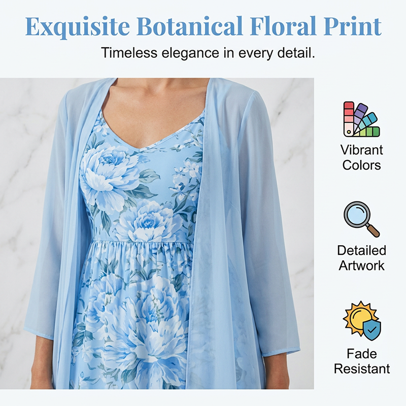 ✨🌸 Conjunto vestido floral elegante 2 peças leve e sofisticado para verão