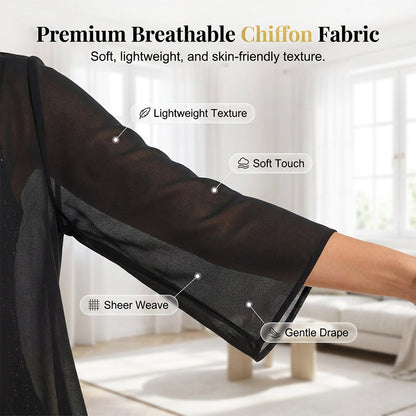 💃✨ Conjunto Elegante de Vestido de Chiffon 2 Peças – Vestido + Cardigã Fluido para Eventos e Ocasiões Especiais
