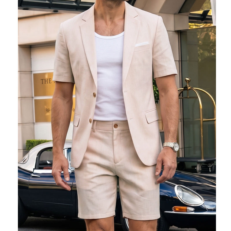 👔🩳 Conjunto de fato de duas peças, luxuoso, elegante e de corte universal🔥 (em tecido fresco, que proporciona uma sensação de frescura e é respirável)🔥