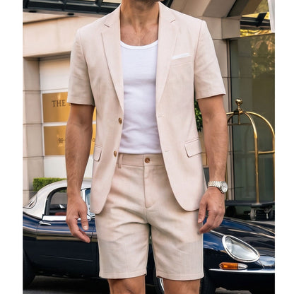 👔🩳 Conjunto de fato de duas peças, luxuoso, elegante e de corte universal🔥 (em tecido fresco, que proporciona uma sensação de frescura e é respirável)🔥