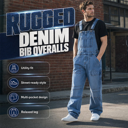✨👖 Macacão Jeans Masculino Casual – Conforto, Bolsos Práticos e Estilo Vintage Durável