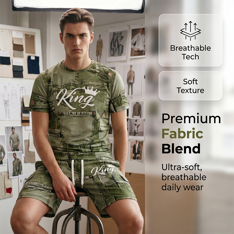 🔥👕 Conjunto Masculino 2 Peças Estilo Jeans – Moderno, Confortável e Perfeito para o Verão