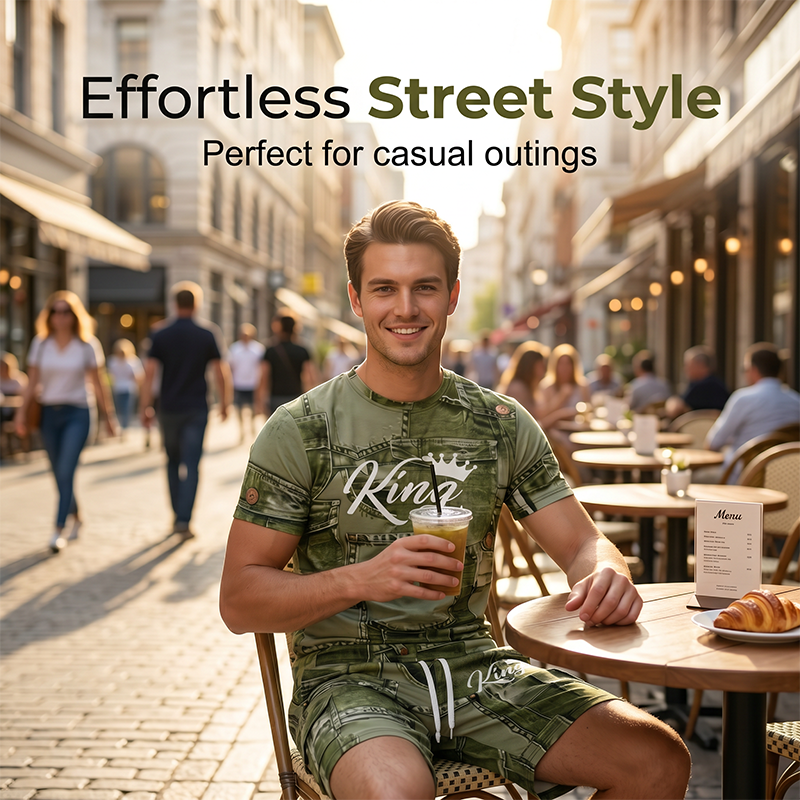 🔥👕 Conjunto Masculino 2 Peças Estilo Jeans – Moderno, Confortável e Perfeito para o Verão