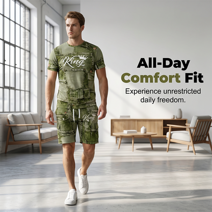 🔥👕 Conjunto Masculino 2 Peças Estilo Jeans – Moderno, Confortável e Perfeito para o Verão