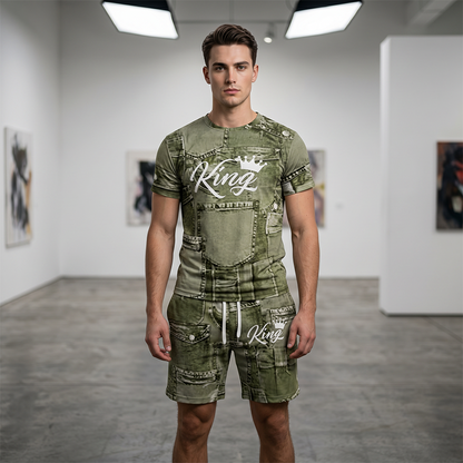 🔥👕 Conjunto Masculino 2 Peças Estilo Jeans – Moderno, Confortável e Perfeito para o Verão
