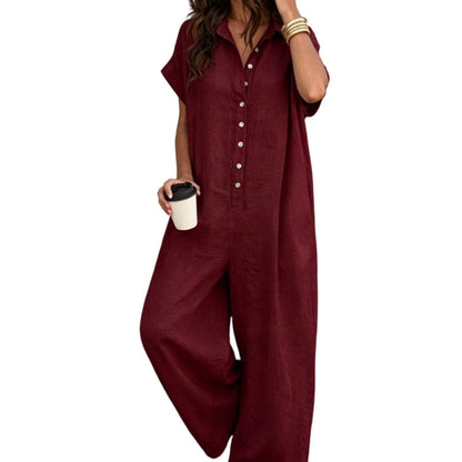 ✨👗 Macacão Feminino Elegante de Manga Curta – Confortável, Sofisticado e Perfeito Para Todas as Ocasiões