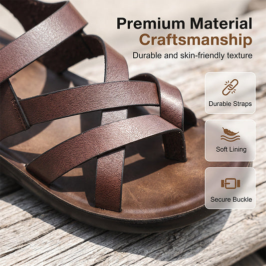 👡 50% DE DESCONTO! ☀️ Sandálias romanas para homem – Material sintético de alta qualidade – Sola flexível e tira ajustável, ideais para o verão e a praia