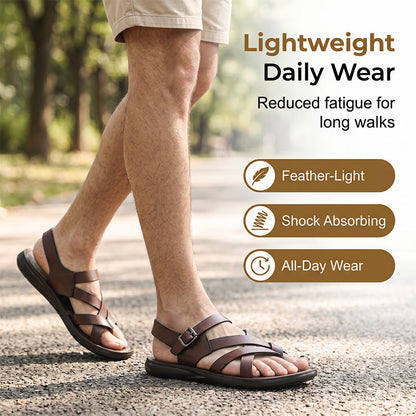👡 50% DE DESCONTO! ☀️ Sandálias romanas para homem – Material sintético de alta qualidade – Sola flexível e tira ajustável, ideais para o verão e a praia