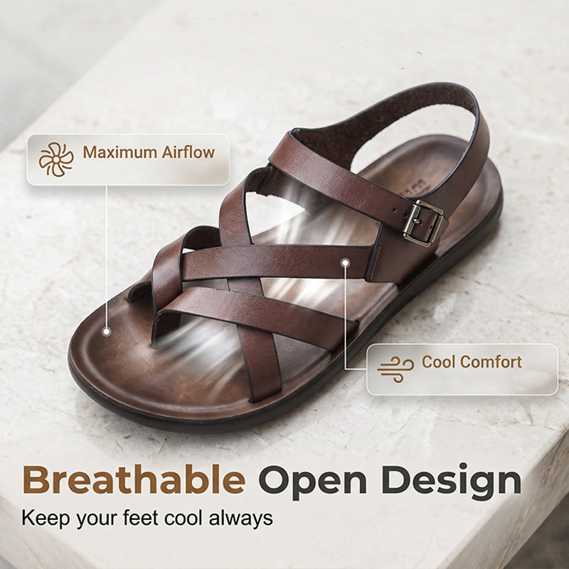 👡 50% DE DESCONTO! ☀️ Sandálias romanas para homem – Material sintético de alta qualidade – Sola flexível e tira ajustável, ideais para o verão e a praia