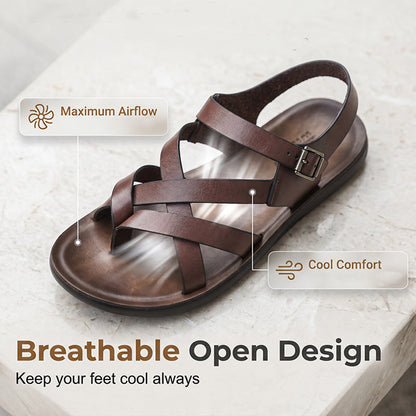 👡 50% DE DESCONTO! ☀️ Sandálias romanas para homem – Material sintético de alta qualidade – Sola flexível e tira ajustável, ideais para o verão e a praia