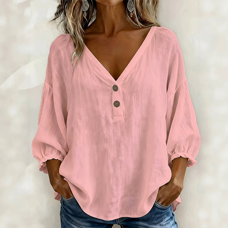 💖👚 50K+ VENDIDO | Blusa Solta com Decote em V – Disfarça a Barriguinha 🌸