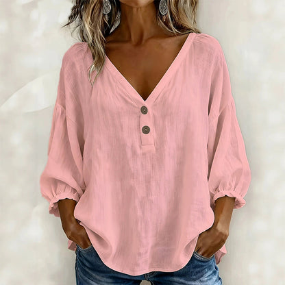 💖👚 50K+ VENDIDO | Blusa Solta com Decote em V – Disfarça a Barriguinha 🌸