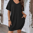 Vestido-camisola com decote em V para mulher, tamanho grande