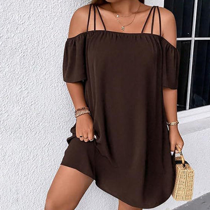 🔥50% DESCONTO ✨ Vestido Mini Ombros à Mostra | Solto & Elegante