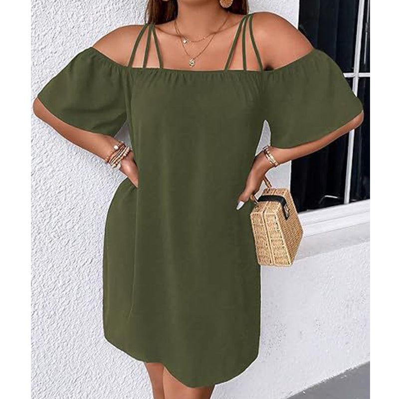 🔥50% DESCONTO ✨ Vestido Mini Ombros à Mostra | Solto & Elegante