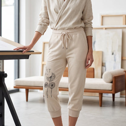 Women's High Waisted Drawstring Cropped Pants