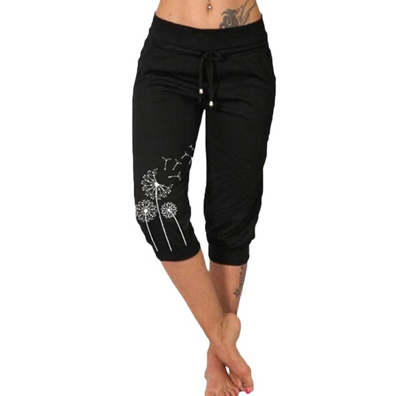 Women's High Waisted Drawstring Cropped Pants