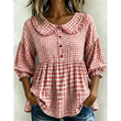 ⌛Oferta por tempo limitado - Blusa casual para mulher com estampado xadrez vichy