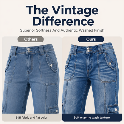 👖 Calça capri cargo vintage com bainha ajustável por cordão – Bolsos funcionais e estilo descontraído para os dias na cidade