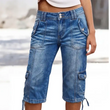 👖 Calça capri cargo vintage com bainha ajustável por cordão – Bolsos funcionais e estilo descontraído para os dias na cidade