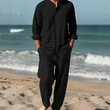 Conjunto minimalista de camisa e calças casuais para homem