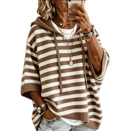 ✨🛍️Fresh Drop - Casual Hooded Pullover with Stripes – Easy Style for Coffee Runs or Relaxed Days