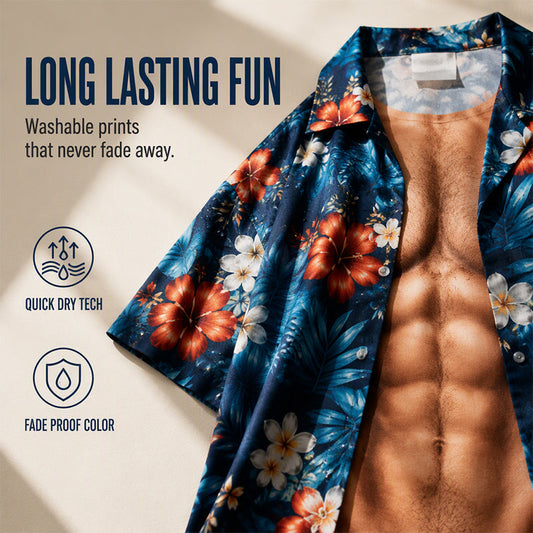 Camisa havaiana para homem, com estampado floral tropical, manga curta, casual, de praia, com botões