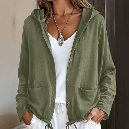 🌸Promoção quente: 50% de desconto💖Casaco casual feminino com capuz e cordão na bainha