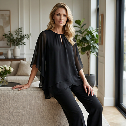 ✨👗Conjunto elegante de calças assimétrico de duas peças