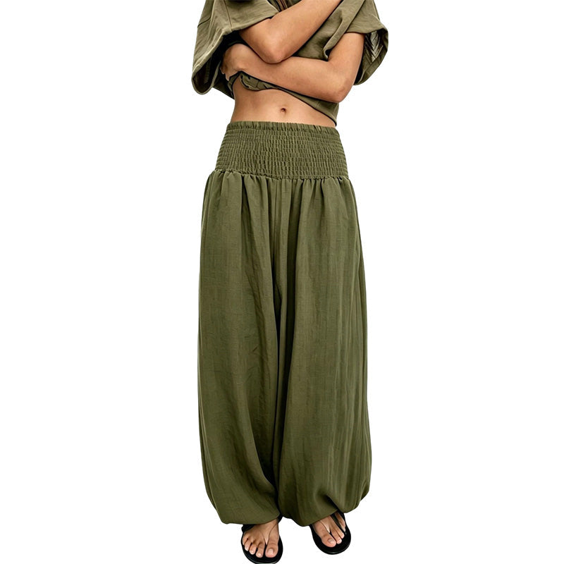 ✨Calças harém casuais para mulher com cintura franzida