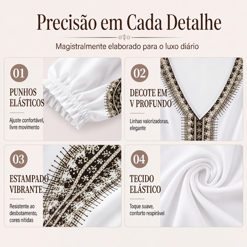👚✨ Blusa Feminina de Manga Longa com Gola V e Estampa 3D – Estilo moderno, conforto e elegância para o dia a dia
