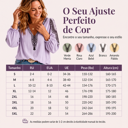 👚✨ Blusa Feminina de Manga Longa com Gola V e Estampa 3D – Estilo moderno, conforto e elegância para o dia a dia