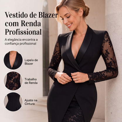 Vestido bodycon elegante para mulher com decote em V e mangas de renda