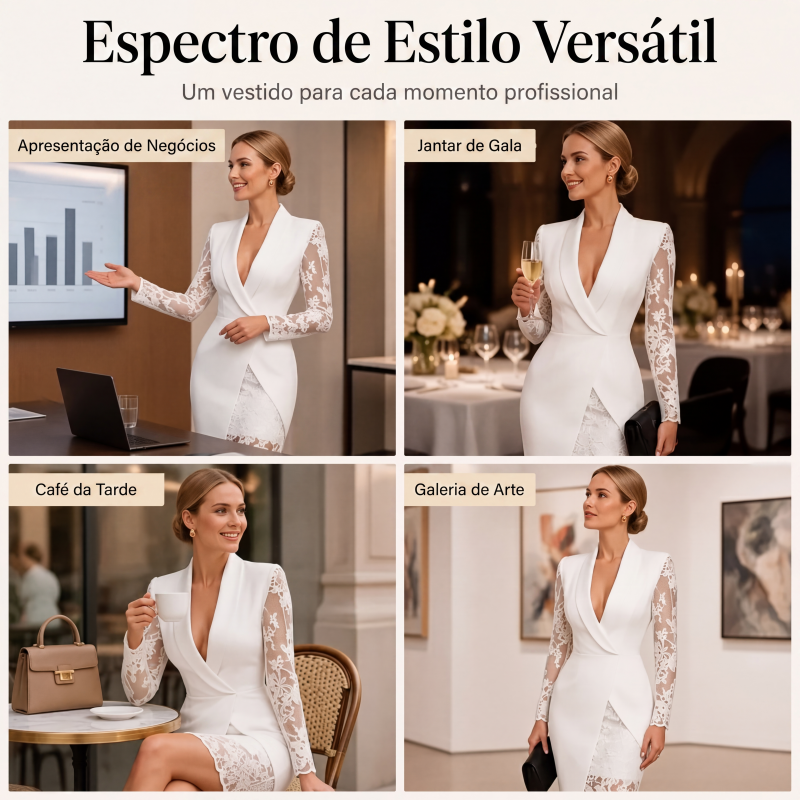 Vestido bodycon elegante para mulher com decote em V e mangas de renda