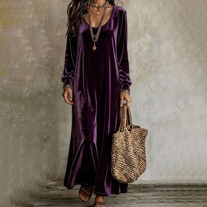 Vestido longo elegante de manga comprida para mulher