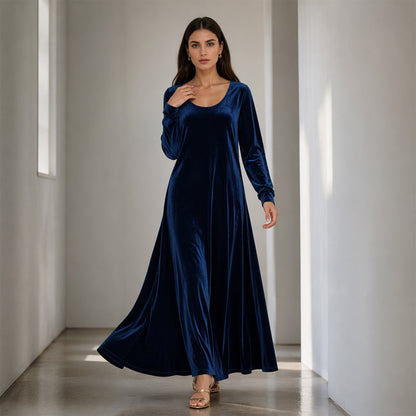 Vestido longo elegante de manga comprida para mulher