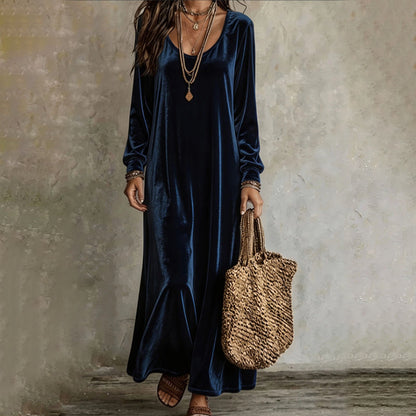 Vestido longo elegante de manga comprida para mulher