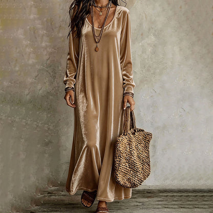 Vestido longo elegante de manga comprida para mulher