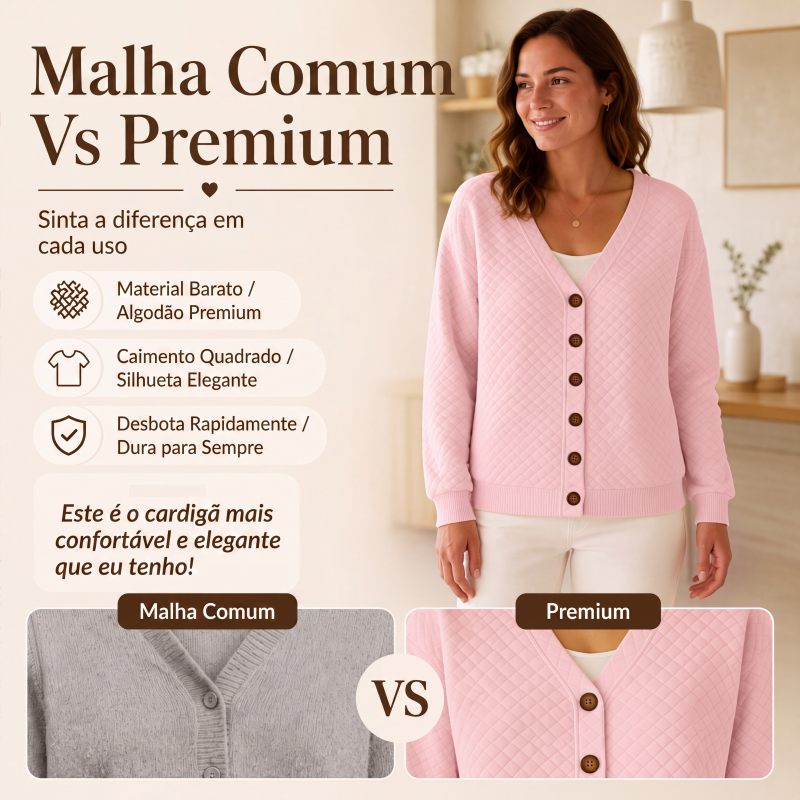 Jaqueta Casual Feminina Matelassada de Botões