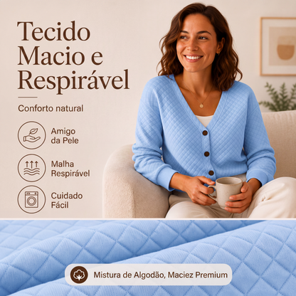 Jaqueta Casual Feminina Matelassada de Botões