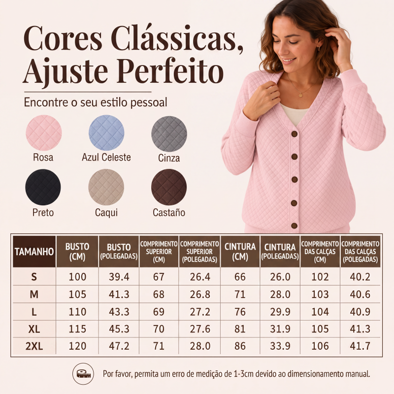 Jaqueta Casual Feminina Matelassada de Botões