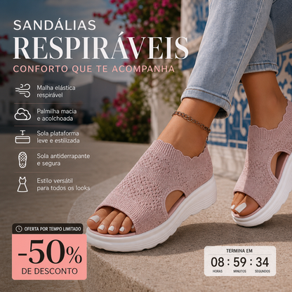 💖Sandálias plataforma femininas em malha respirável