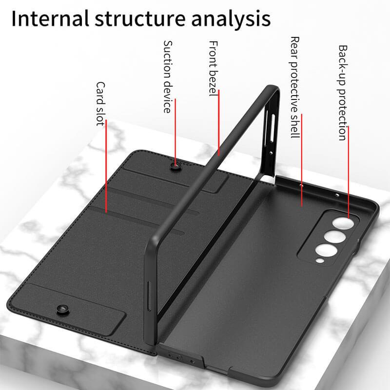 Leren beschermhoes met penhouder voor Samsung Galaxy Z Fold3 Fold4 5G